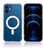 Optimity hoesje voor iPhone 12 Clear Case Magnetic Schokbestendig Transparant + Privacy Anti-Spy Gehard Glas Schermbeschermer