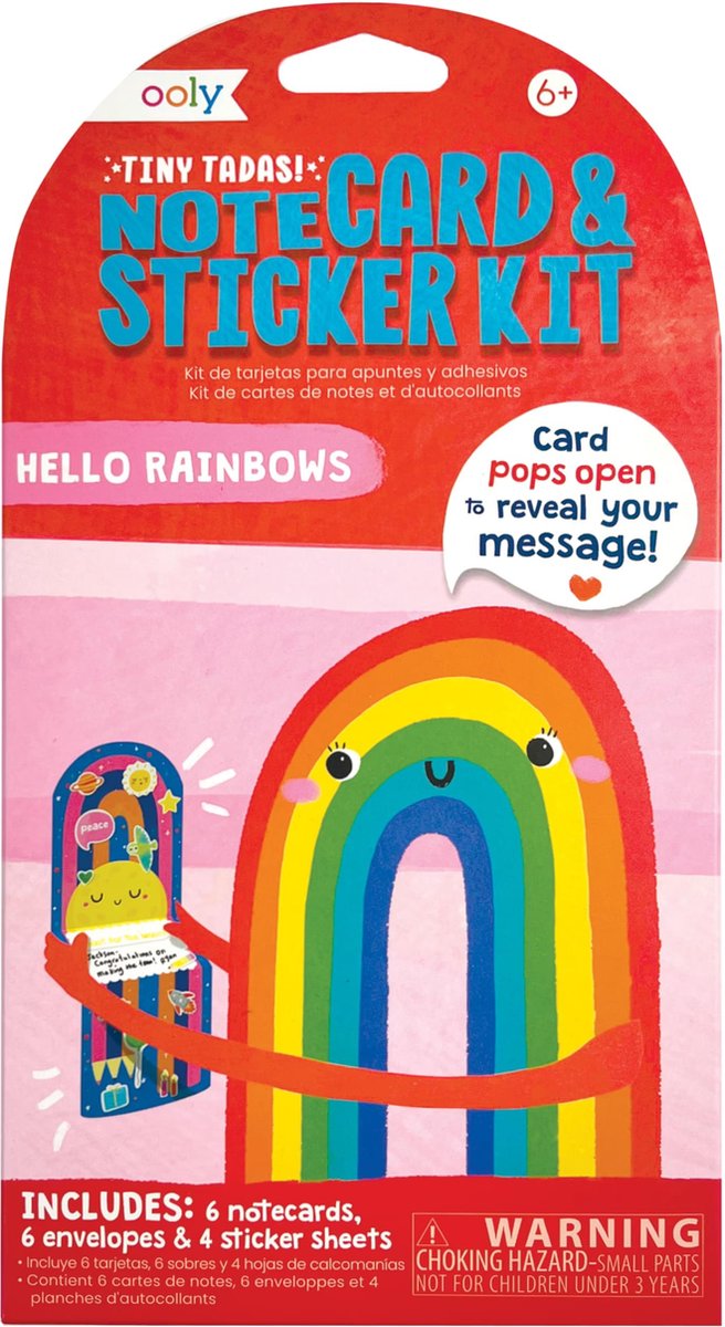 Ooly - tiny tadas! note cards & sticker set - hello rainbows
