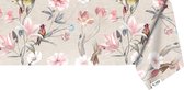 Nappe Raved en Katoen Vogels 140 cm x 100 cm - Rose - Fleurs - Déperlante - Lavable