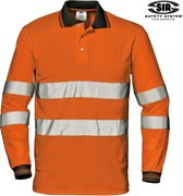 SIR SAFETY MAX COMFORT HiVis Oranje Polo met Lange Mouwen - Werkpolo Hi Vis Reflecterende Banden Bouw Wegwerkzaamheden Fietsen