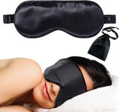 Zijden Slaapmasker met Opbergzakje - Slaap Oogmasker - 100% verduisterend - Voor Mannen en Vrouwen - Cadeau - Zwart