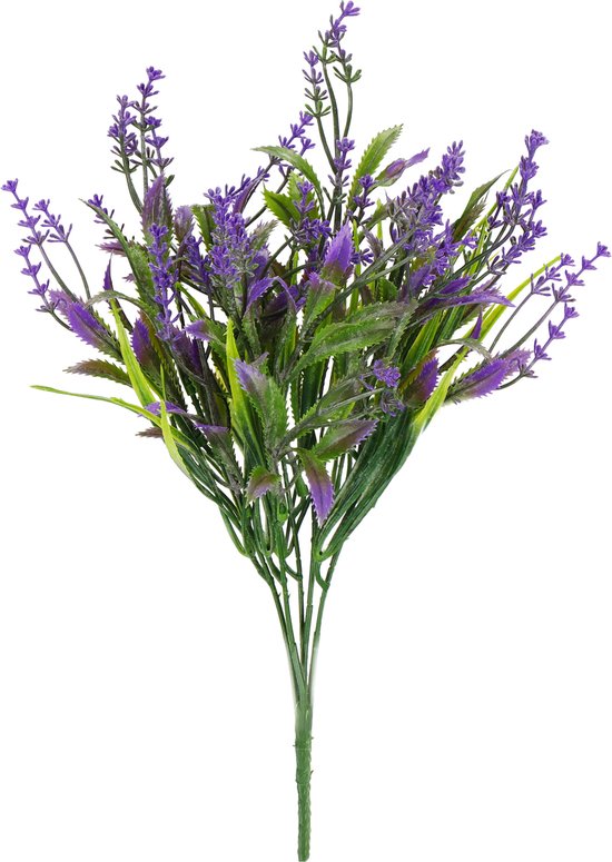 Springos Feuilles Artificielles - Lavande - Bouquet - 5 Branches - Violet - 35 cm