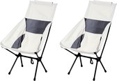 Bastix - Set van 2 lichtgewicht opvouwbare campingstoelen met hoge rugleuning, compacte strandstoelen met hoge rugleuning voor backpacken, reizen, wandelen, vissen, wit/weelderige tuin (YLY-2-FX)