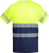 Technisch hoog zichtbaar / High Visability T-shirt met korte mouwen Geel / Donker Blauw model Tauri