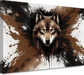 Wolf schilderijen - Dieren schilderij - Canvas schilderij Spetters - Muurdecoratie modern - Muurdecoratie canvas - Decoratie woonkamer 90x60 cm