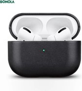 BONOLA - AirPods pro case / hoesje - [italiaans leer] - Zwart - Zeer hoge kwaliteit