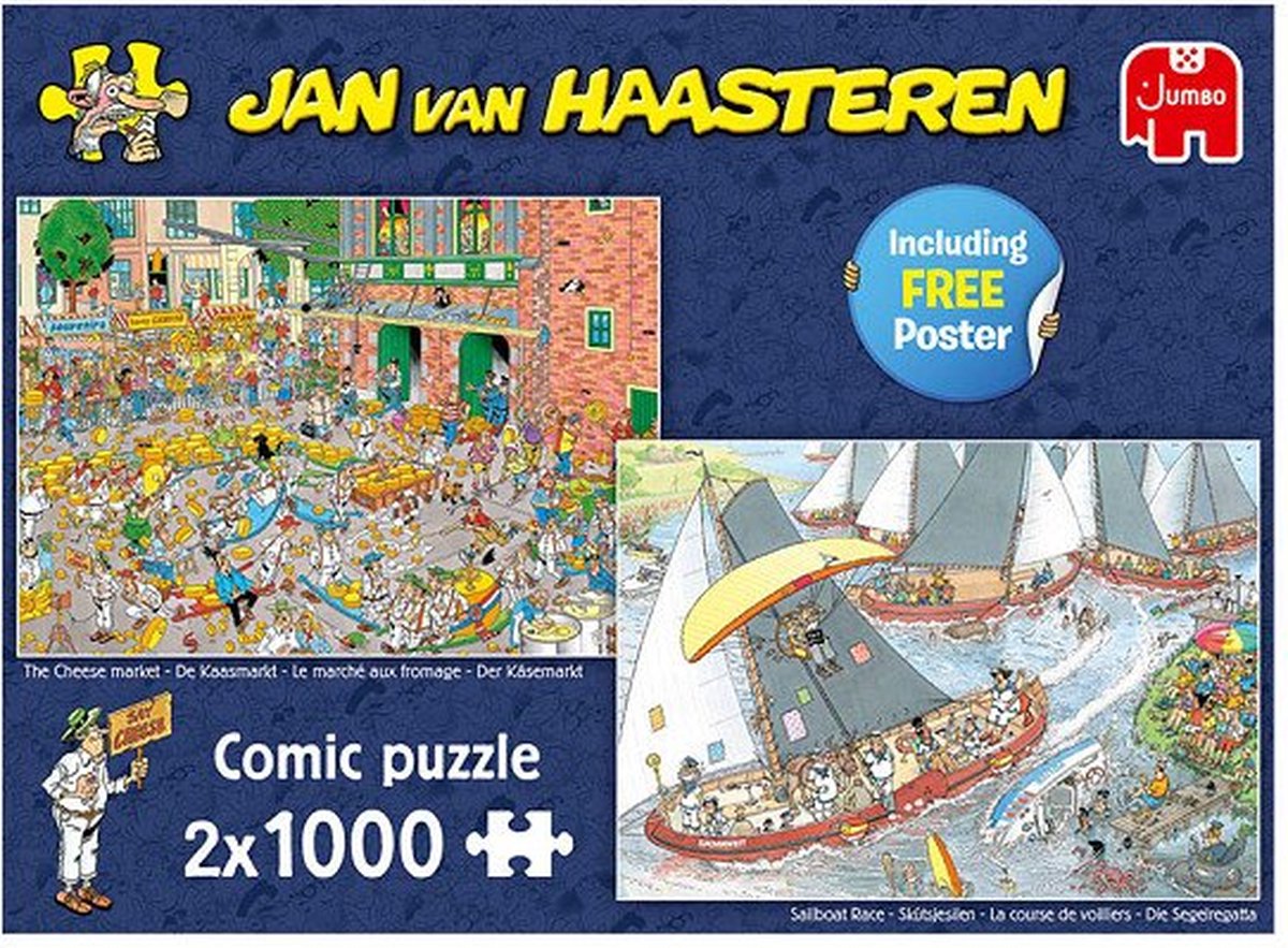 Jan van Haasteren - De Kaasmarkt & Skûtsjesilen - Puzzel - 2x1000 stukjes — afbeelding 8