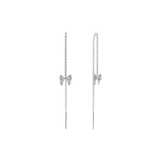 Silventi 9LA-20038 Boucles d'oreilles en argent - Noeud - 8x7,5 mm - Boucles d'oreilles pendantes - 28 mm Longueur totale - Boucles d'oreilles à tirer - Rhodium - Argent