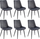Colenis® - Chaise de salle à manger Lesedi - Set de 6 - Grijs - Velours - Velours - Industriel
