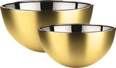 Svenska Living Voedsel serveer schalen set - 6x stuks - metallic goud - RVS - Dia 19/13 cm - keuken/tafel