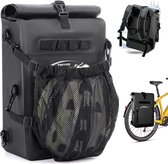 Bastix - 3-in-1 fietstas voor bagagedrager, fietstas geschikt als tas voor de bagagedrager, als rugzak en als schoudertas, waterdicht en reflecterend, 29 liter, zwart