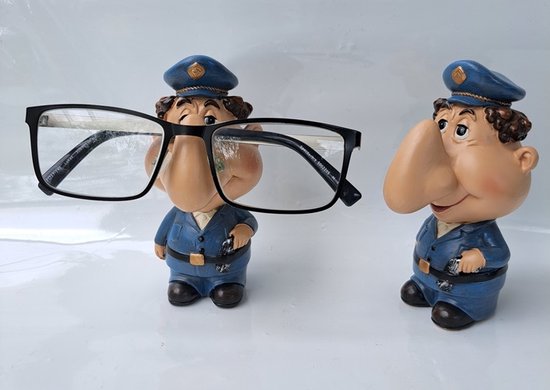 Denza- 2 x bril houder Politie agent 8059 geschikt voor alle brillen materiaal polyresin - brilhouder - bril standaard - hoogte 11 cm - Eyewear Glasses Sunglasses Holder Stand