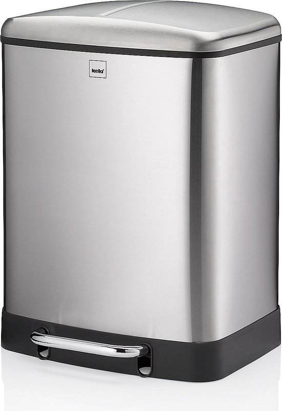 Afvalemmer, 2x 12 L, RVS, Zilver - Kela | Davino