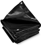 Jago® Dekzeil - 2 x 3m, Zwart, Waterdicht, Multifunctioneel, 650gr/m2, Polyester binnenlaag, PVC-coating aan beide zijden - Dekzeil voor zwaar gebruik, Dekzeil voor buitenmeubilair