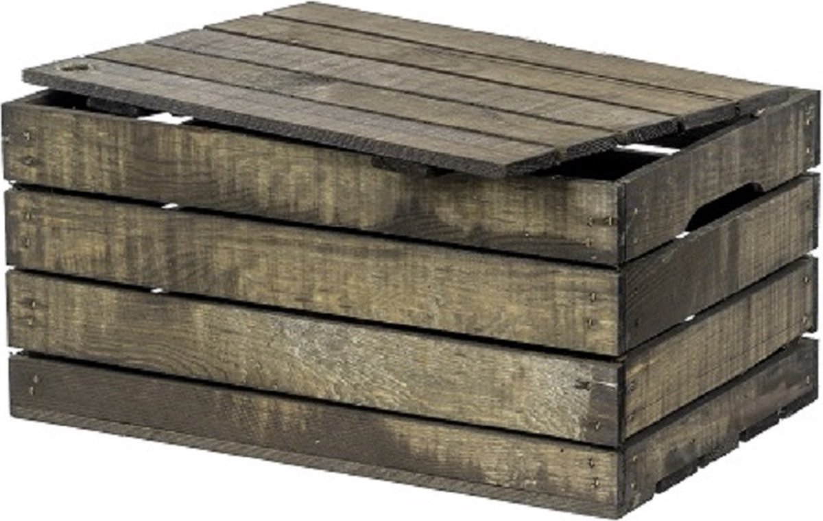 Houten Kist met Deksel - Middel, Zwart / Cadeaukist / Geschenkverpakking / Doos / Gift / Cadeau