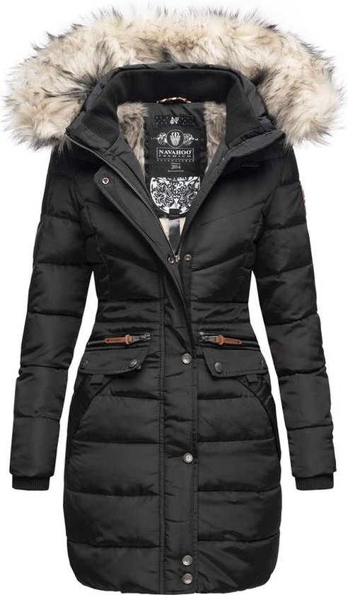 Navahoo B937 Winterjas voor dames, lange winterjas met capuchon, bruin (cinnamon), XS