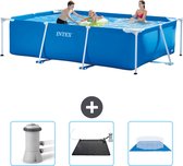 Intex Rechthoekig Frame Zwembad - 300 x 200 x 75 cm - Blauw - Inclusief Zwembadfilterpomp - Solar Mat - Grondzeil