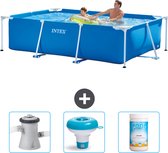 Intex Rechthoekig Frame Zwembad - 260 x 160 x 65 cm - Blauw - Inclusief Zwembadfilterpomp - Chloordrijver - Chloor