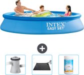 Intex Rond Opblaasbaar Easy Set Zwembad - 305 x 61 cm - Blauw - Inclusief Zwembadfilterpomp - Solar Mat - Chloor