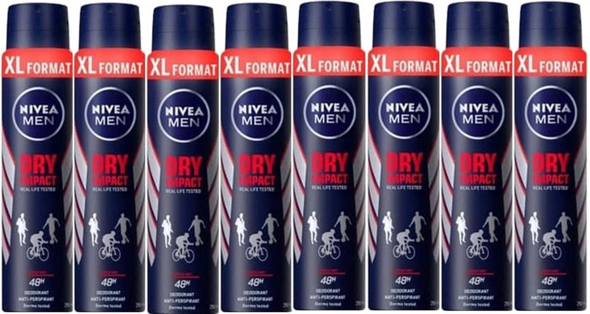 Goedkoopste Nivea Deo Spray XL – Dry Impact - 8 x 250 ml
