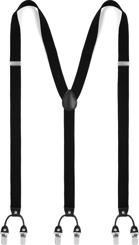 Bretelles noires étroites à pinces - XL