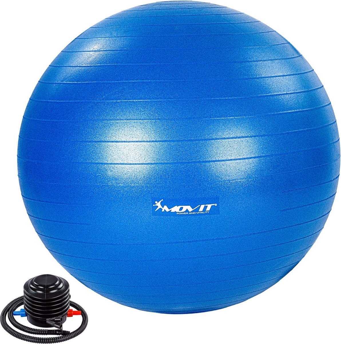 MOVIT® Fitness bal Blauw Ø 75 cm - Inclusief Pomp - Gym Bal - Pilates Bal - Yoga Bal