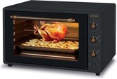 ICQN XXL Vrijstaande Retro Oven - 60L - Mini Oven - Hetelucht - Grillfunctie - Geëmailleerde Holte - Vintage oven - Zwart