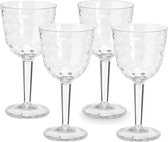 Leknes Wijnglas Gloria - 4x - transparant - onbreekbaar kunststof - 450 ml - camping/verjaardag