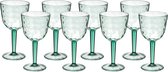 Leknes Wijnglas Gloria - 8x - transparant groen - onbreekbaar kunststof - 450ml - camping/verjaardag