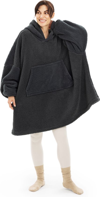 HOMELEVEL oversized fleece hoodie unisex - Grote, zachte fleecetrui om in te relaxen - Voor dames en heren -Crème - Maat XL