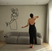 Vrouw17 - Silhouette - Metaalkunst - Grijs - 60 cm- Line Art Decoratie - Muur Decoratie- Cadeau voor Vrouw- Inclusief ophangsysteem