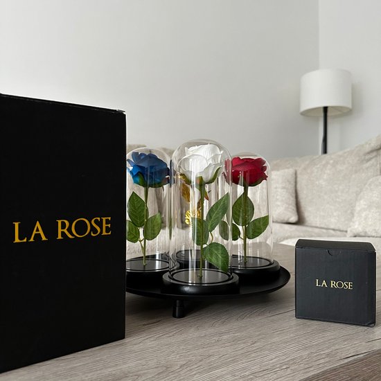 La Rose Flower White - Rose blanche de Luxe en cloche en verre - Rose en verre - Décoration florale romantique