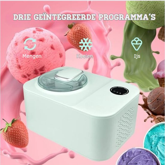 Zelfvriezende IJsmachine - Roomijsmachine Voor Thuis - 1.2 Liter Roomijs Zonder Ijskristallen - Softijs Machine van Koolleey — afbeelding 3