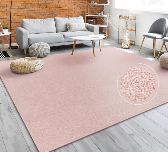 Paco Home Vloerkleed voor de woonkamer, effen, wasbaar, korte en zachte pool - 300 x 400 cm, roze Paco Home Vloerkleed voor de woonkamer, effen, wasbaar, korte en zachte pool - 300 x 400 cm, roze