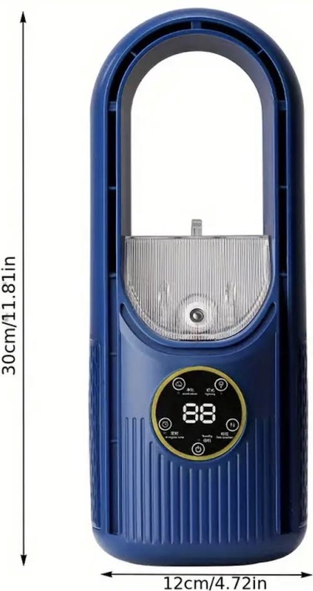 Mini airco – Blauw – airco met water - Mini Airco 4 in 1 – Koelen, Blazen, Lucht Bevochtigen – Draagbare Luchtkoeler Koelventilator – 3 Wind Snelheden – USB Airconditioner – sfeerverlichting -Draagbare - koelventilator - Coolingdown - draagbare airco – foto 2