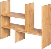 Bureau-organizer modulair 3 vormen ruimtebesparend verstelbaar kleine boekenkast decoratie voor kantoor keuken en badkamer natuurlijk bamboe. Bevat ook lades en opbergruimte. Desk Organizer