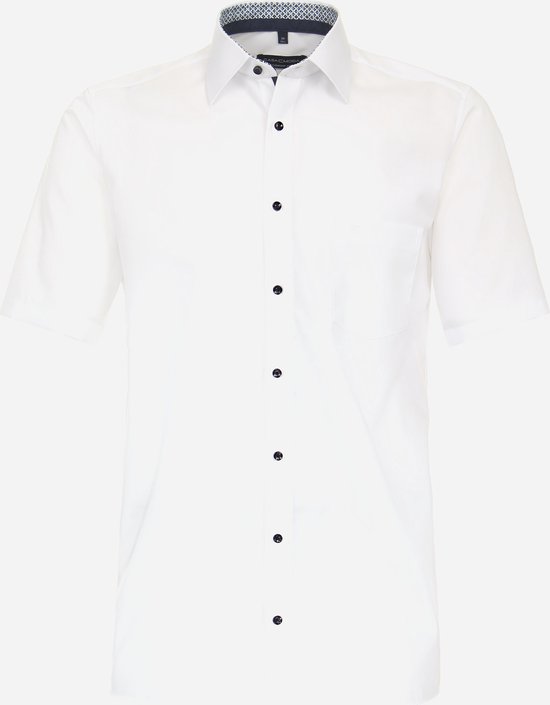 CASA MODA comfort fit overhemd - korte mouw - popeline - wit - Strijkvrij - Boordmaat: 51