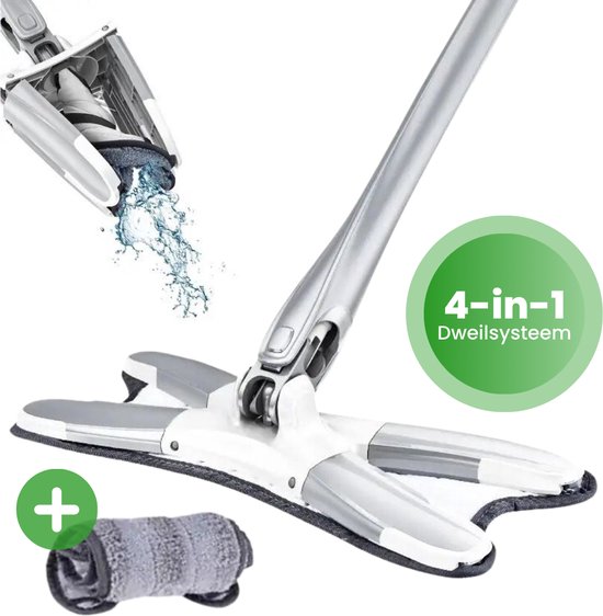 Serpillère Peacefull Refresh - Système de vadrouille - Portée à 360 degrés - Essorage facile - Comprend un seau extensible et un chiffon Extra