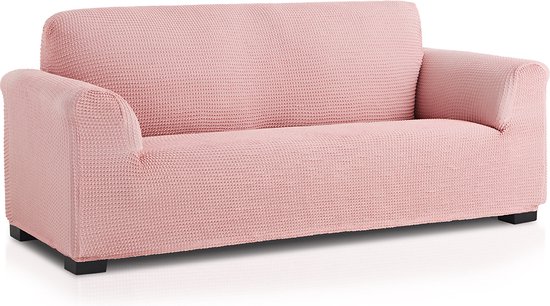 Bankhoes Milos Roze 290-320cm - Extreme Stretch - Antistatisch: geen geknetter - Bankhoezen van ademend katoen