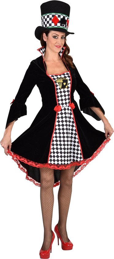 Magic By Freddy's - Casino Kostuum - Pokerface In The Place Jas - Vrouw - Zwart - XL - Carnavalskleding - Verkleedkleding