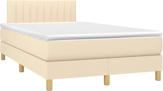 vidaXL - Boxspring - met - matras - stof - crèmekleurig - 120x190 - cm