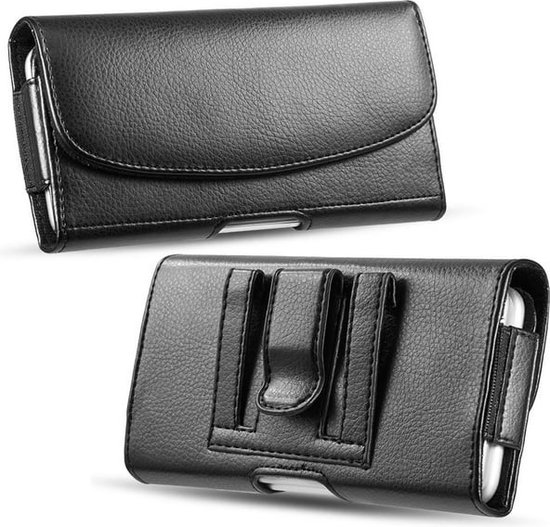 Riem holster hoes horizontale PU lederen portemonnee [kaart- en muntsleuven] magnetische sluiting Heuptas hoesje Geschikt voor: Samsung Galaxy A25 - zwart