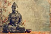 Boeddha posters - Spiritualiteit tuinposter - Tuinposter Bloemen - Tuin - Tuin schilderij - Tuin decoratie voor buiten tuinposter 150x100 cm