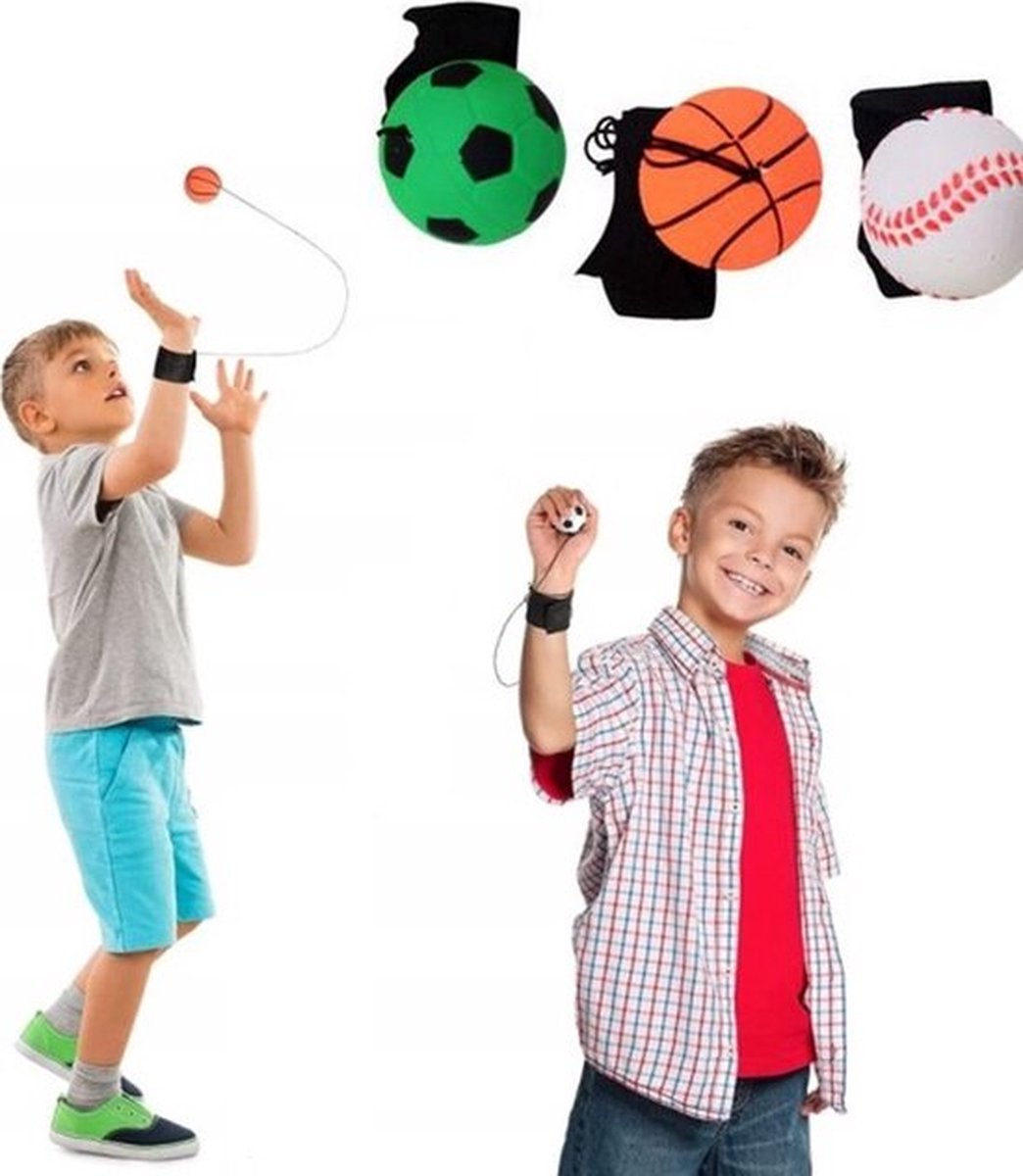 Toys Return Ball stuiterbal 1 exemplaar Voetbal Basketbal Tennis Voor Buiten en Binnen Vang en Werpspel Kinderen Volwassenen Met elastiek