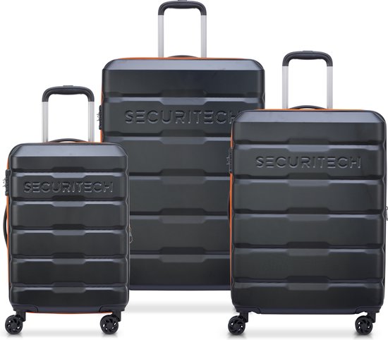 Securitech By Delsey Paris - Kofferset Citadel - 3 delig - Handbagage 37L + ruimbagage 77L en 108L – Zwart