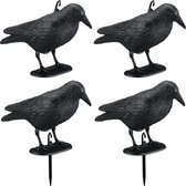 Corbeau anti-pigeons Relaxdays - lot de 4 - pigeons épouvantails - jardin - plastique