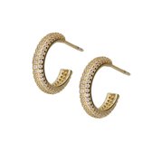 Goud Oorringen - Gouden Oorbellen - Oorbellen met Zirkonia - Zirconia Radiance Hoop Earrings Gold Plated - Amona Jewelry
