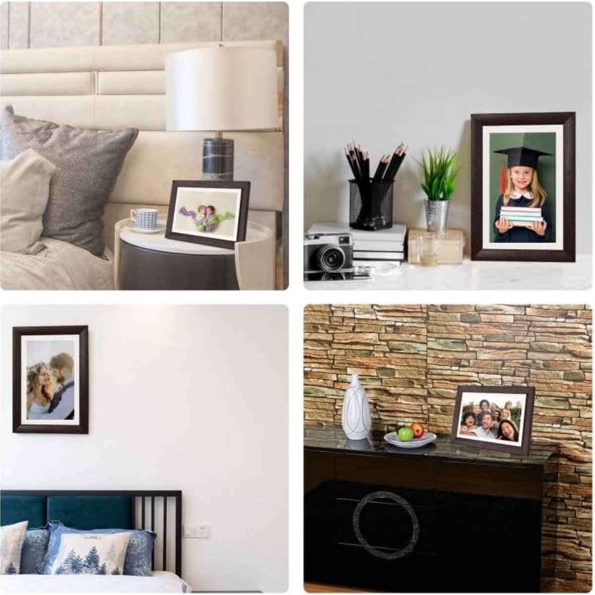 Digitaal fotolijstje - 10 Inch - WiFi Verbinding - App Gestuurd Met Frameo - 1280 x 800 - Zwart Walnoot Hout — cadeau in Wonen & Interieur - foto 5