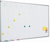 Tableau blanc Deluxe Cecilia - Acier émaillé - Planificateur hebdomadaire - Planificateur mensuel - Planificateur annuel - Magnétique - Wit - Allemand - 60x120cm