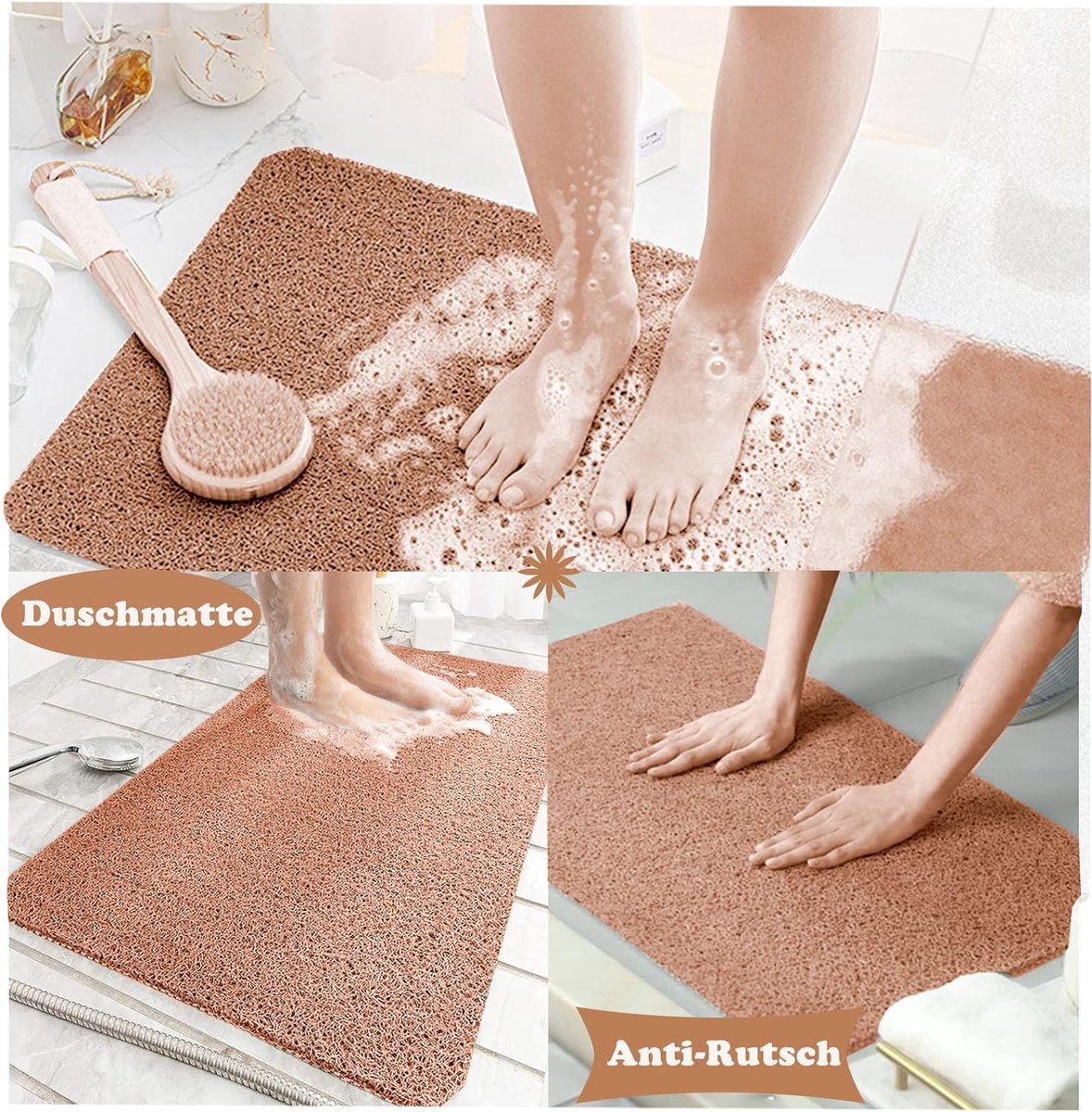 KAKET Tapis de douche antidérapant - 40 x 60 cm Tapis de sol pour salle de bain Doux et confortable, avec trous de drainage Adapté aux zones humides | Leroy Merlin KAKET Tapis de douche antidérapant - 40 x 60 cm Tapis de sol pour salle de bain Doux et confortable, avec trous de drainage Adapté aux zones humides | Leroy Merlin